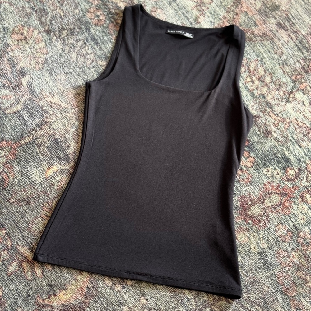 🖤 Black Tape Square Neck Tank Top | Black XS | Worn Once Like New